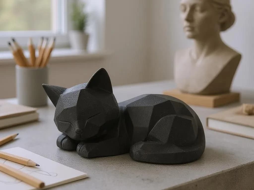 Gatinho Dormindo Low Poly