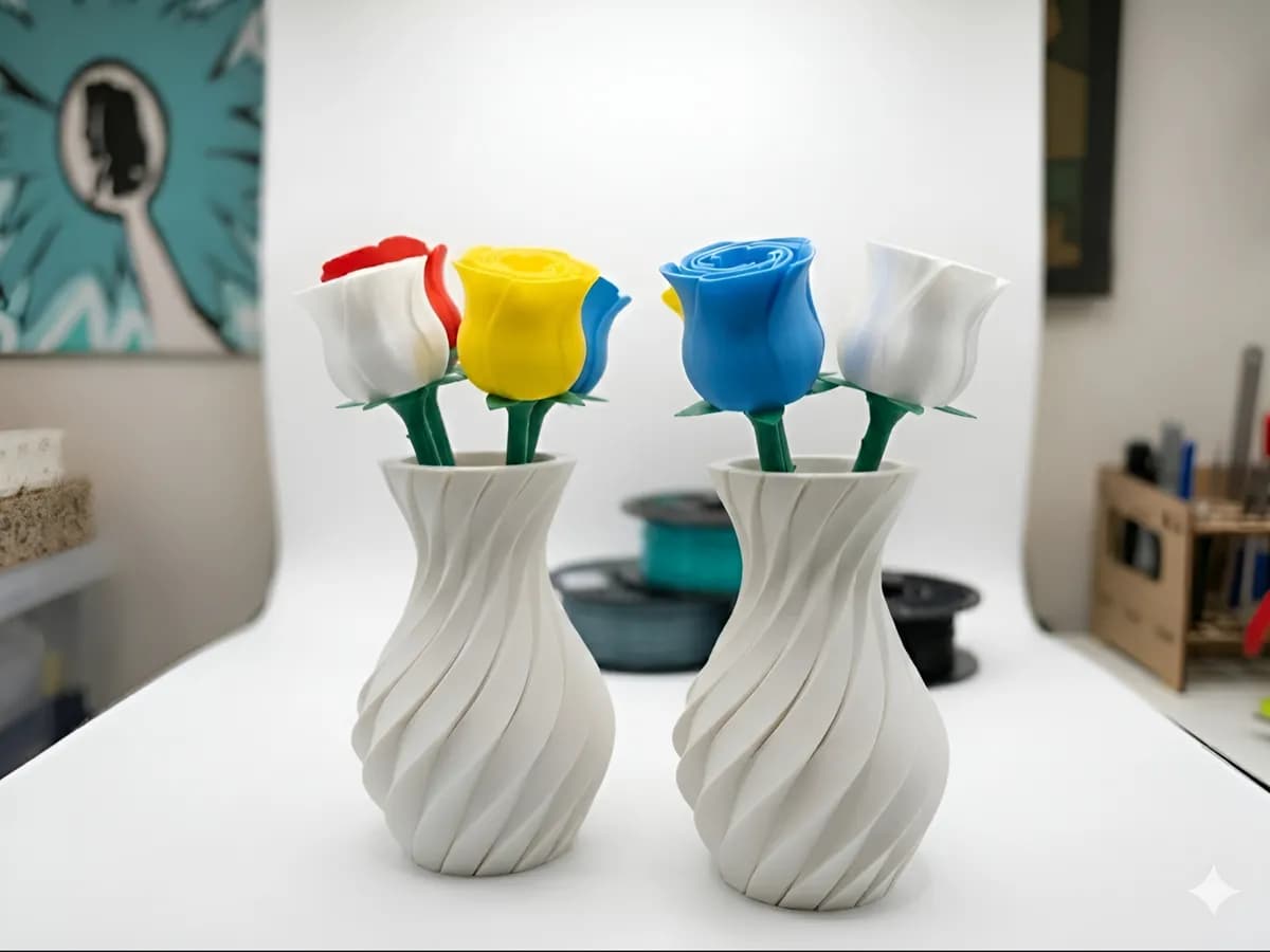 Vaso com Buquê de Rosas