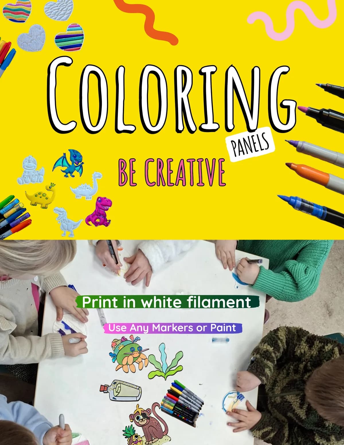 Pacote de Artesanato para Colorir do Esquadrão de Amigos Dinossauros Fofos