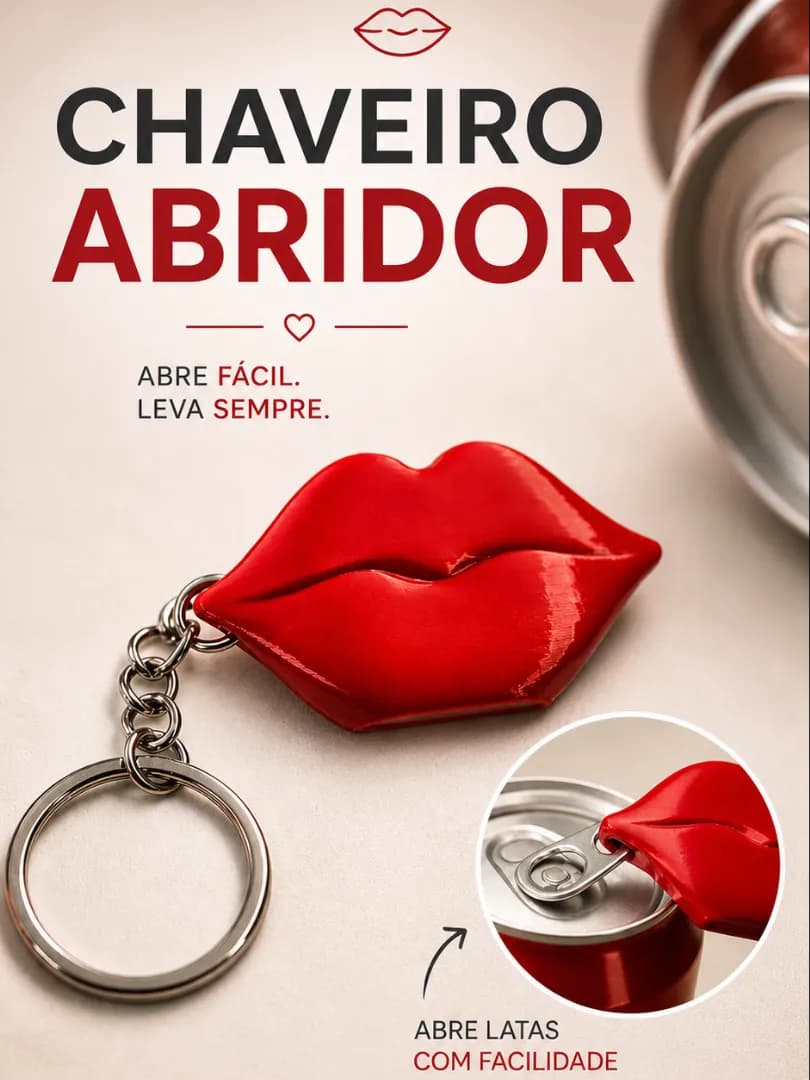 Chaveiro Abridor de Lata - Modelo Beijo