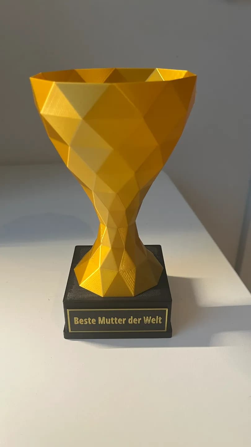Troféu de 16 cm - Placa Personalizável - Low Poly
