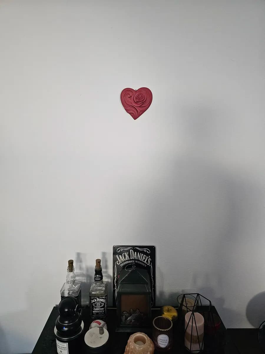 Decoração Coração de Rosa sem Suporte para Parede e Mesa