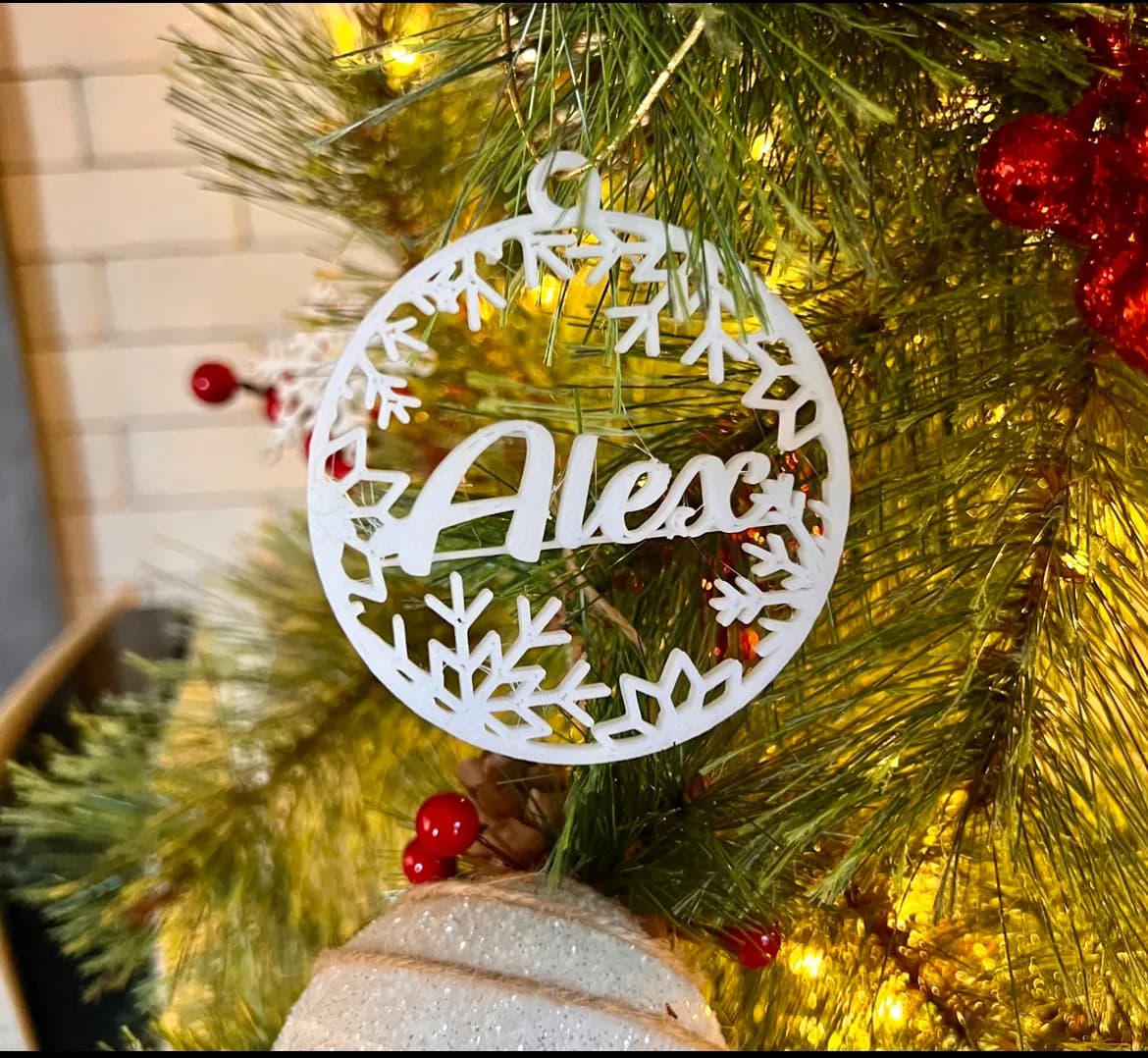 Enfeite de Natal Floco de Neve Personalizado