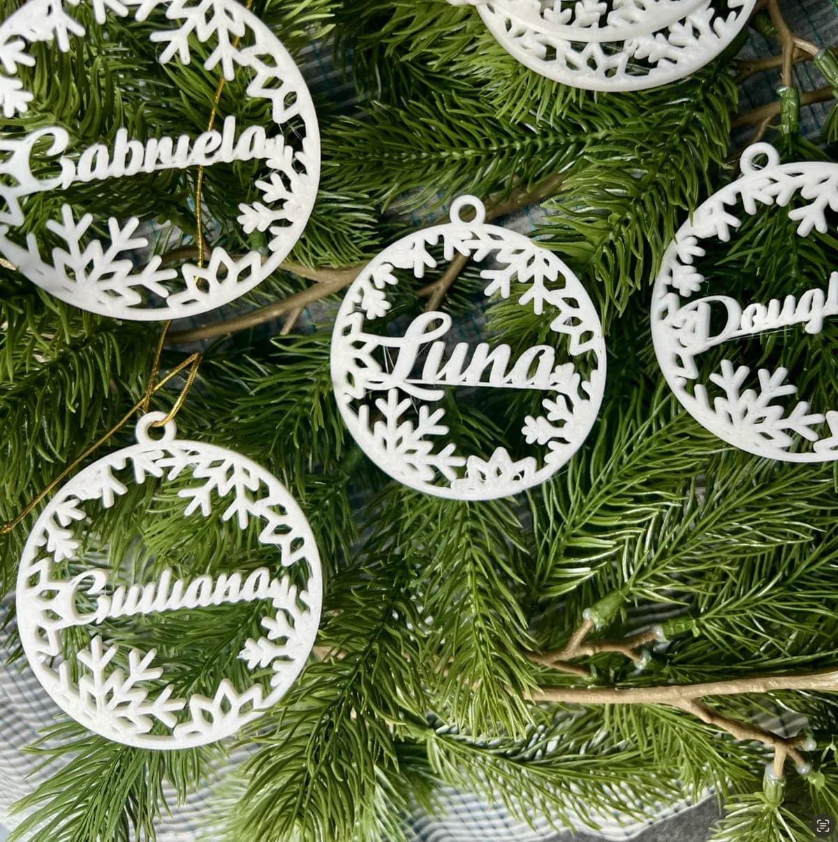 Enfeite de Natal Floco de Neve Personalizado