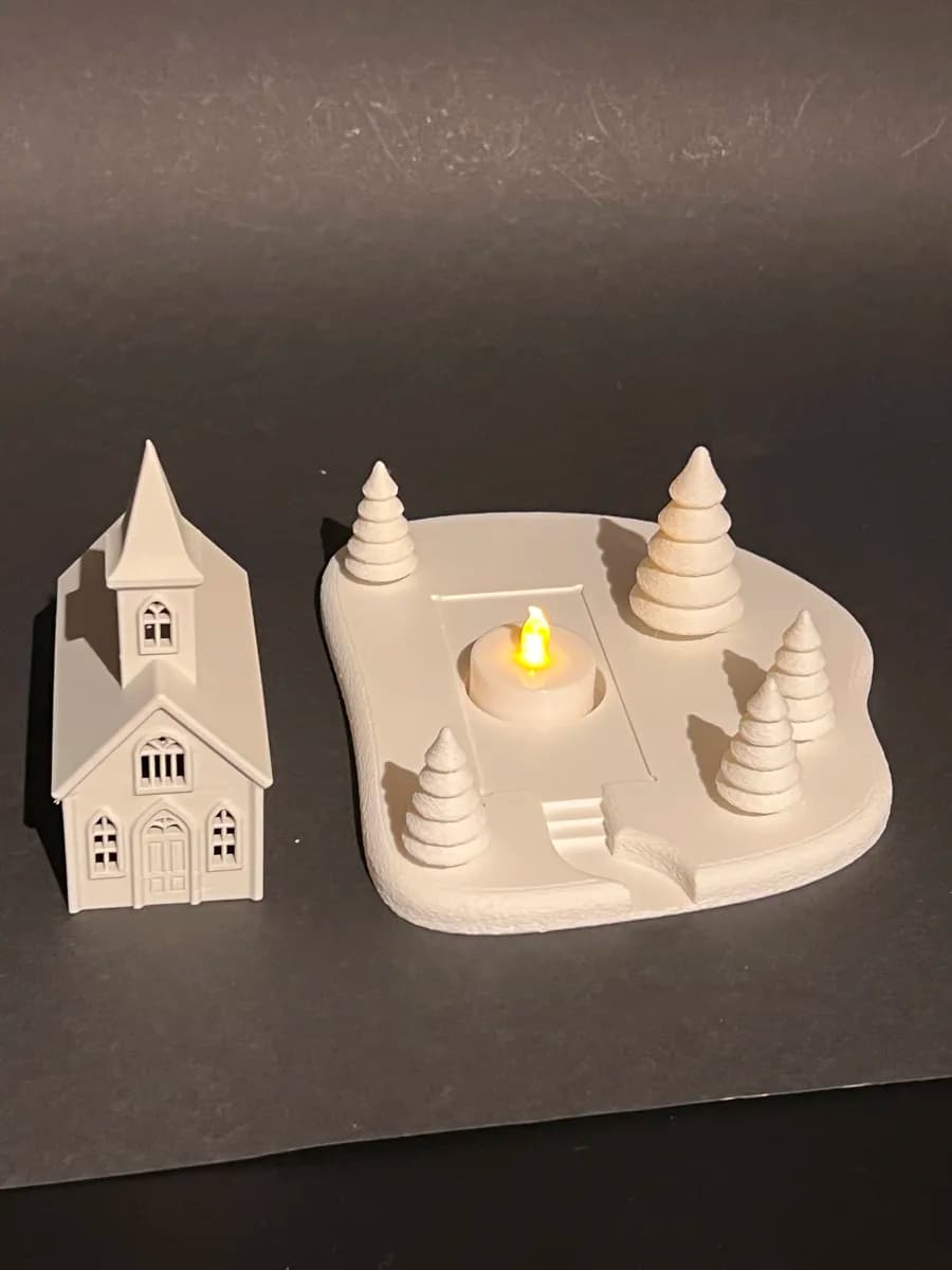 Casinha de Vela com Paisagem de Inverno