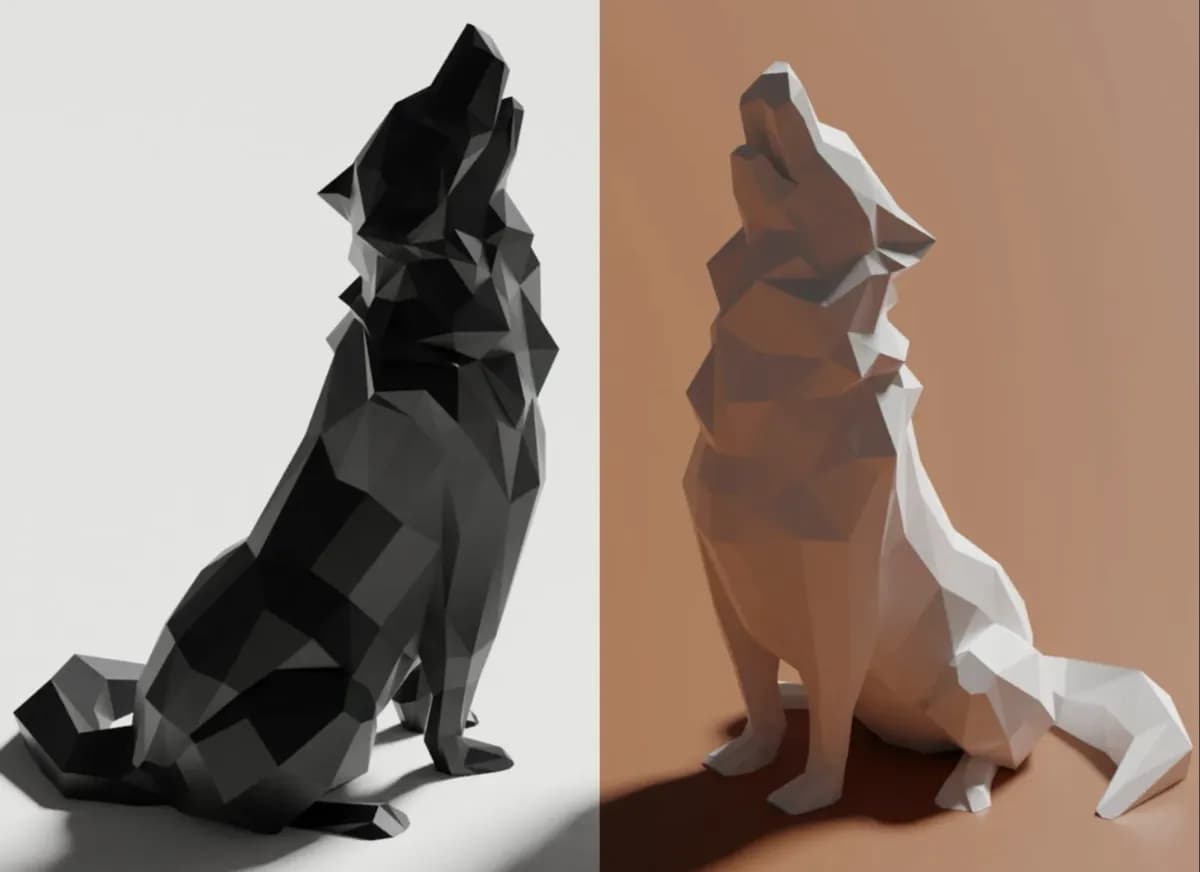 Lobo Uivante Low Poly